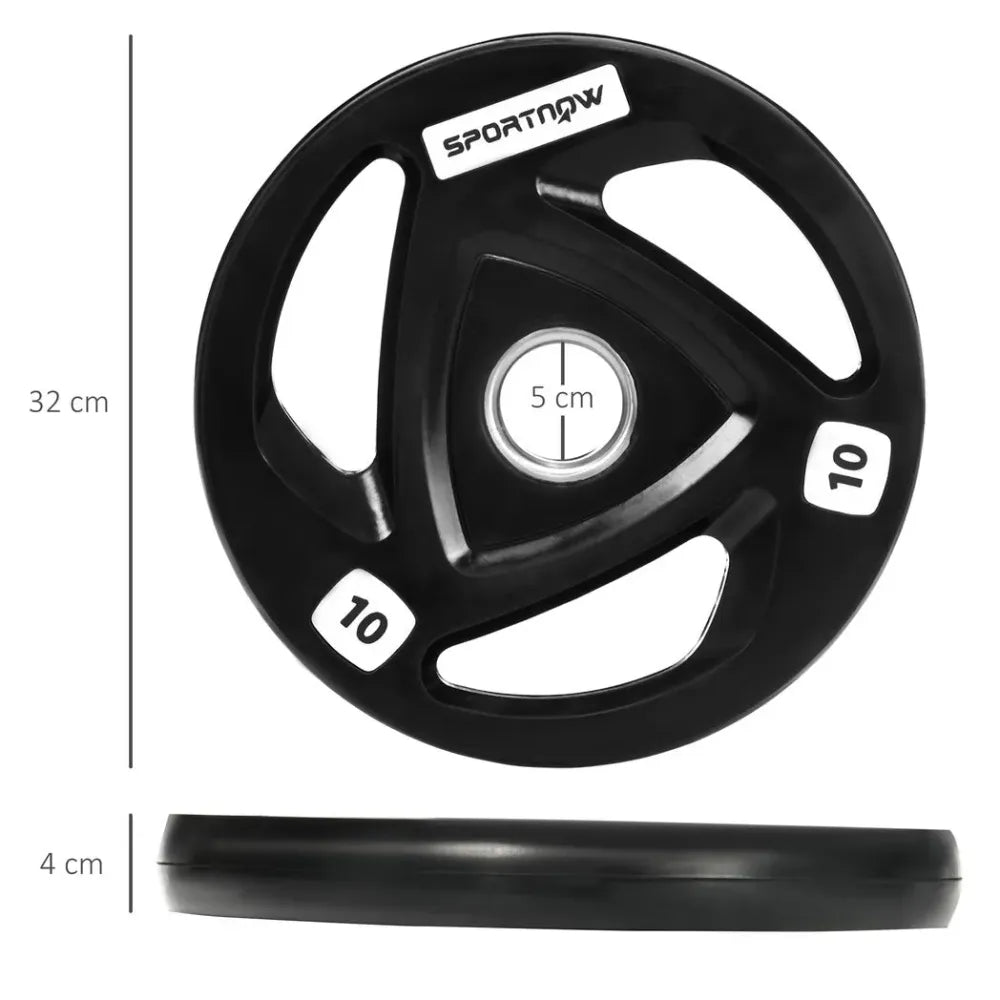 Olympic Weight Plates, Tri-Grip Barbell Weights Set with 2'' Holes, 2 x 10kg