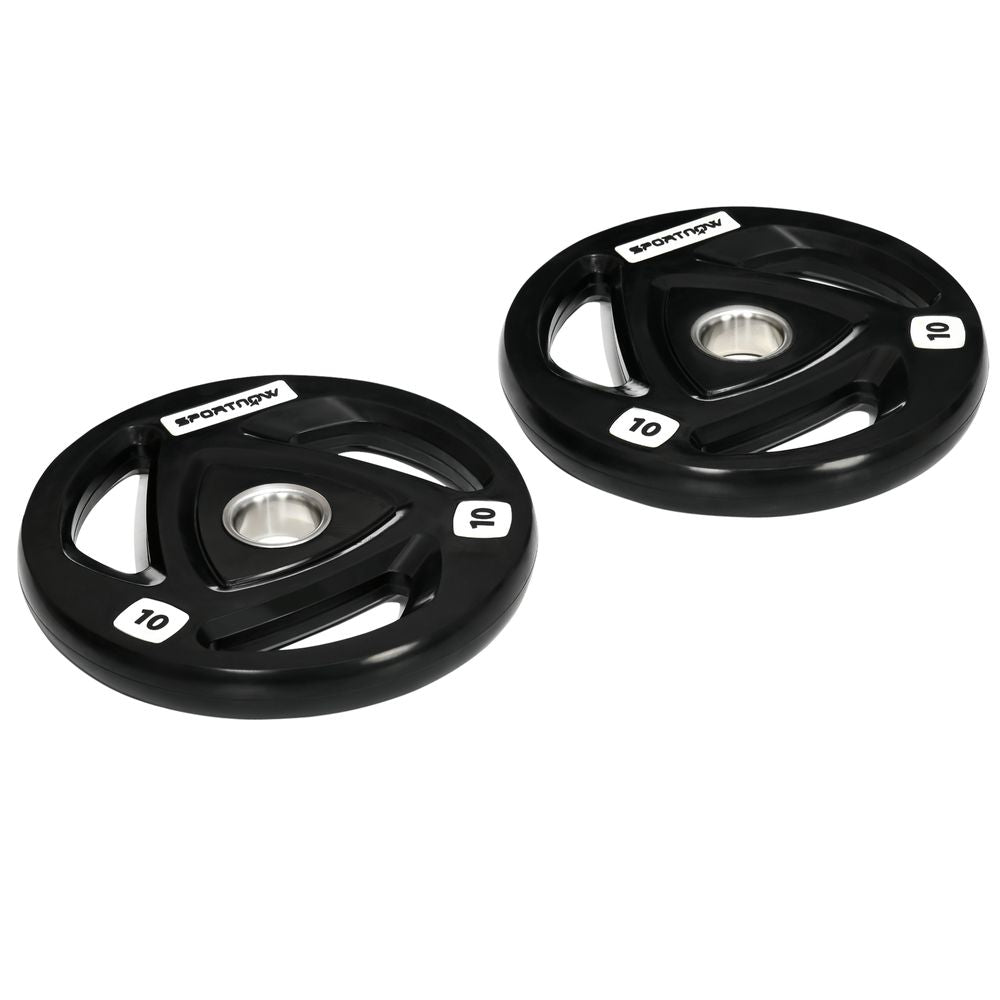 Olympic Weight Plates, Tri-Grip Barbell Weights Set with 2'' Holes, 2 x 10kg