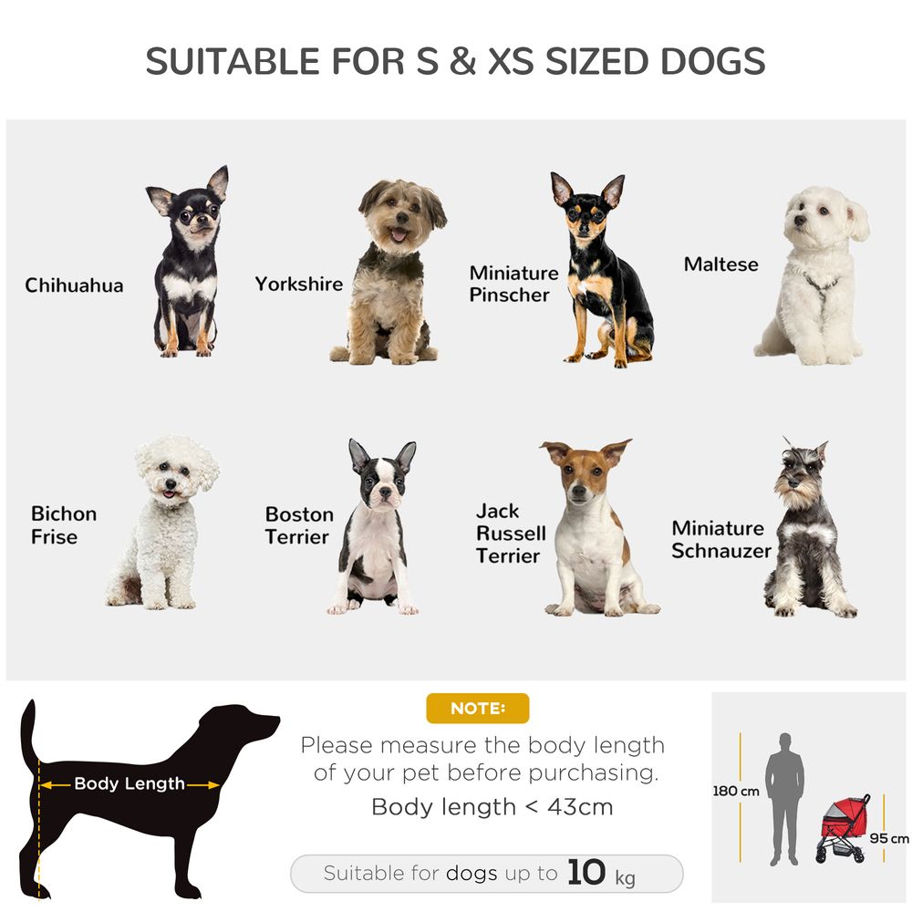 Pet Stroller Foldable Travel Dog Cat Carriage w/ Reversible Handle Brake Basket