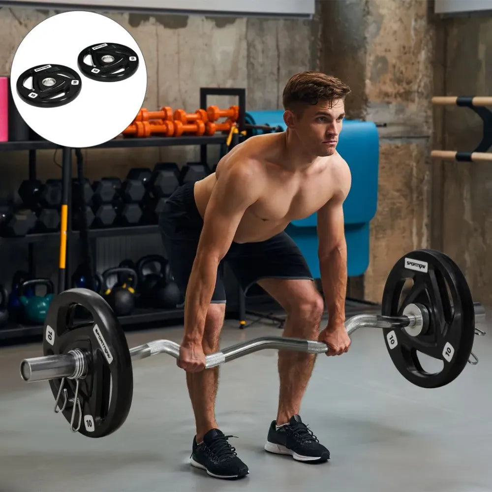Olympic Weight Plates, Tri-Grip Barbell Weights Set with 2'' Holes, 2 x 10kg