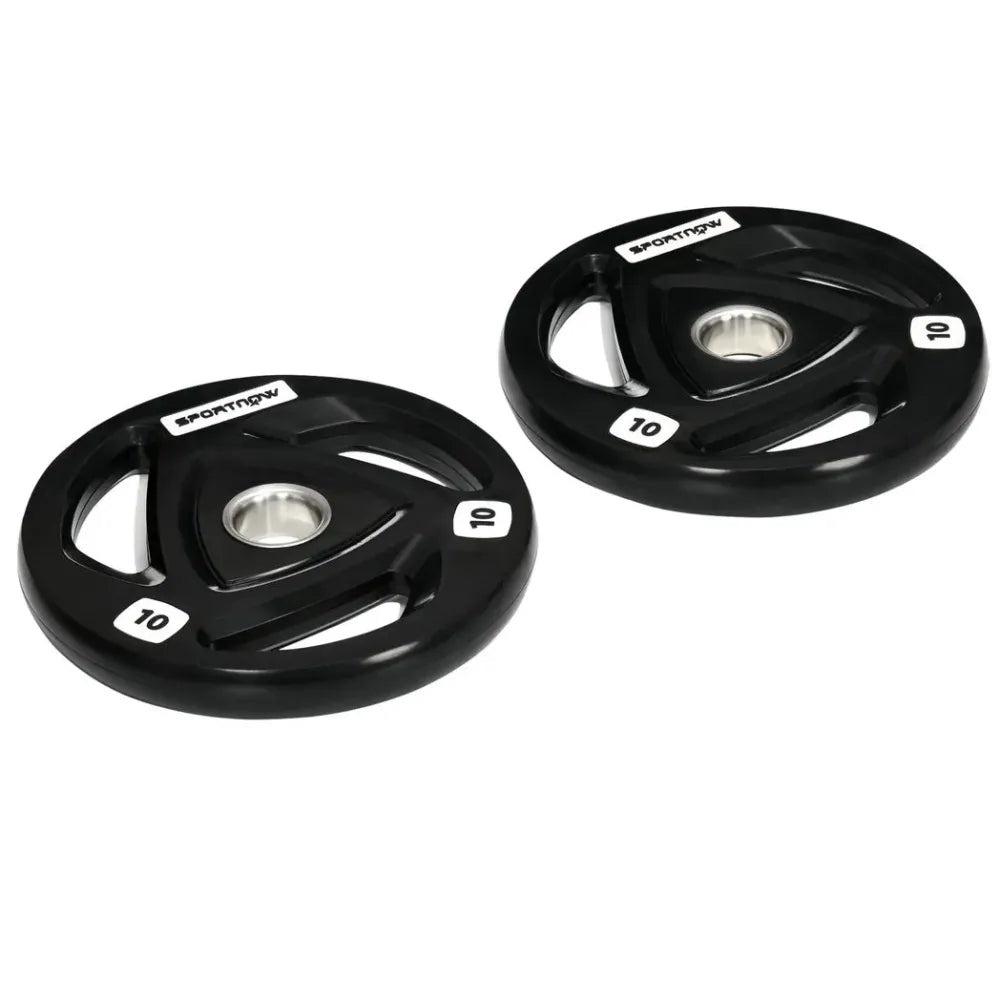 Olympic Weight Plates, Tri-Grip Barbell Weights Set with 2'' Holes, 2 x 10kg