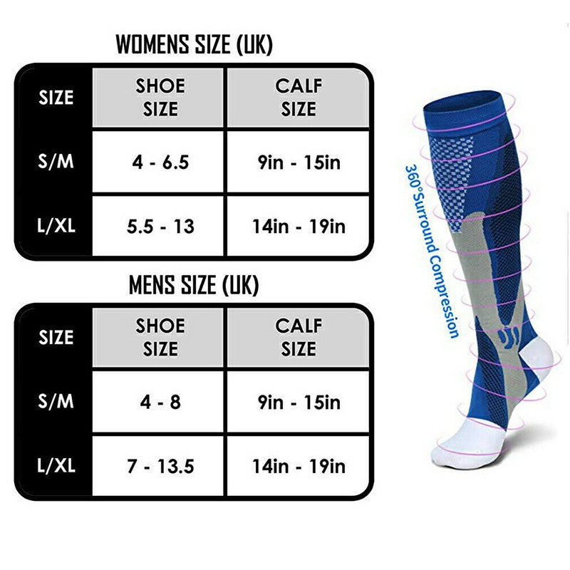 One Pair of Compression Socks Sports Calf Shin Leg Socks for Running Unisex, Black