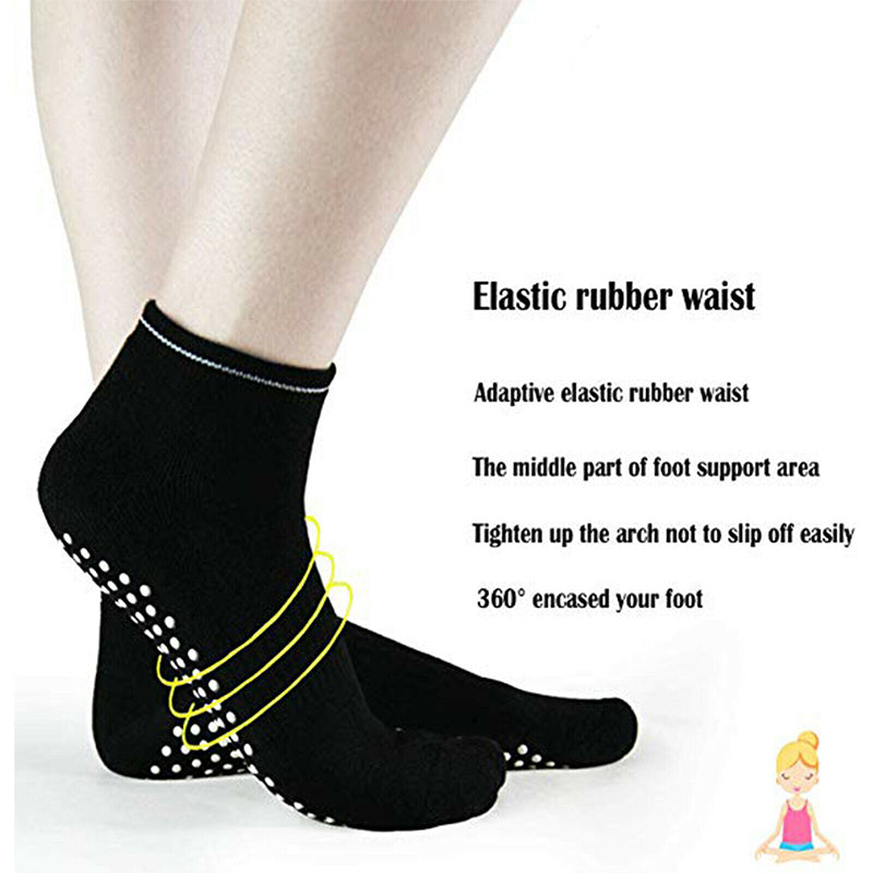 3 Pair's of Non Slip Grip Socks for Fitness, Gym, Massage, Yoga - Black