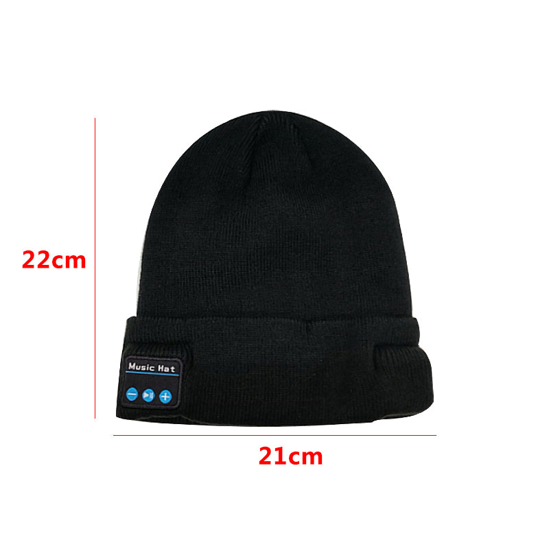 Knitted Beanie Hat with Torch and Bluetooth Headphones