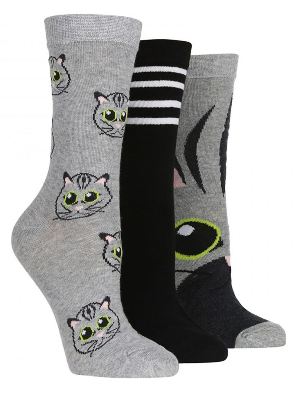 3PK - Wildfeet Novelty Jacquard Socks (4-8 / Cats)