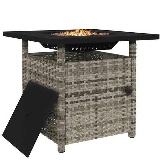 Outsunny 50,000 BTU Rattan Fire Pits for Garden, Propane Fire Pit Table, Grey