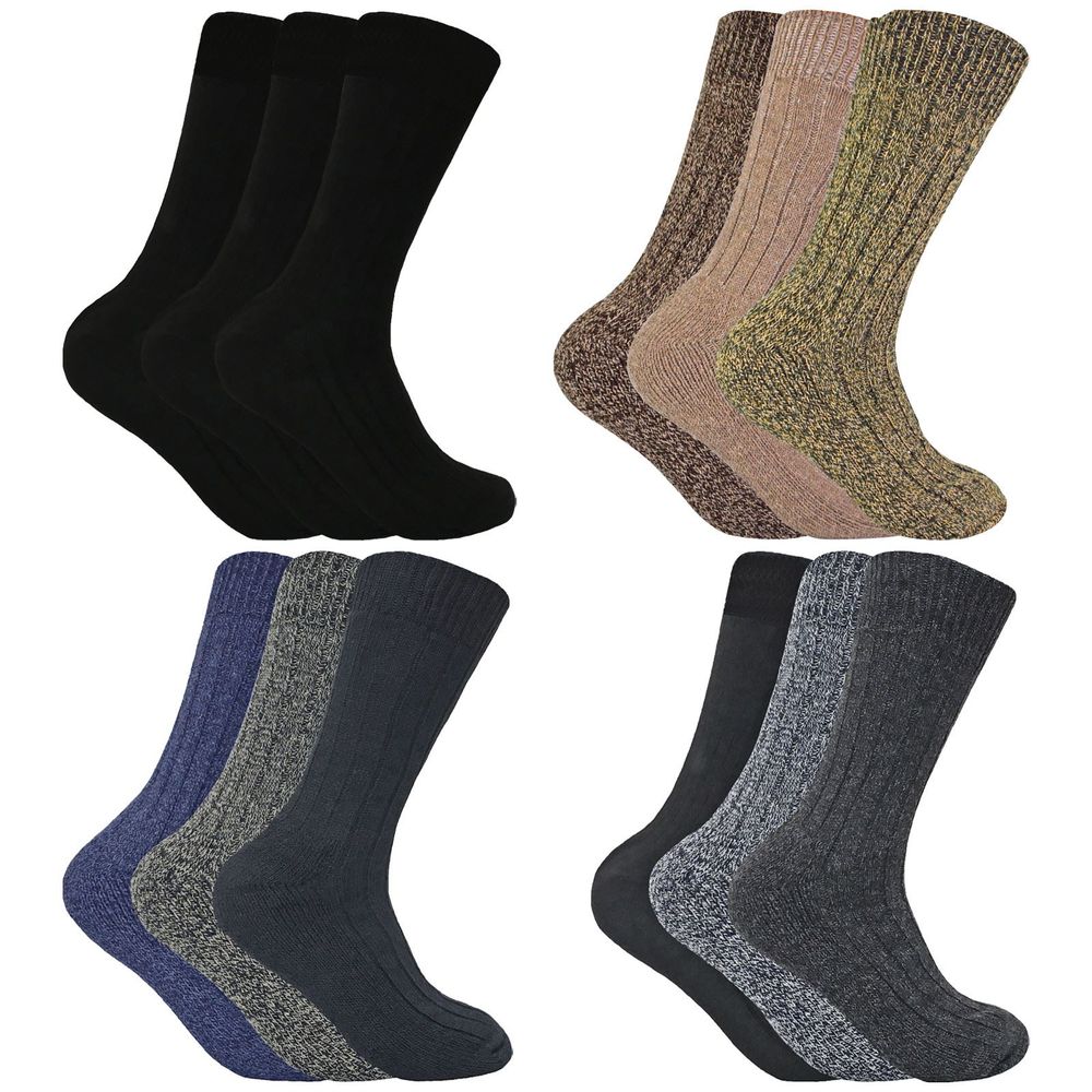 3 Pairs Mens Wool Blend Socks