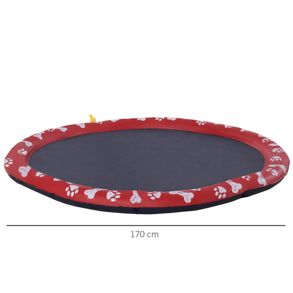 170cm Splash Pad Sprinkler for Pets Dog Bath Pool Non-slip Outdoor Red Pawhut