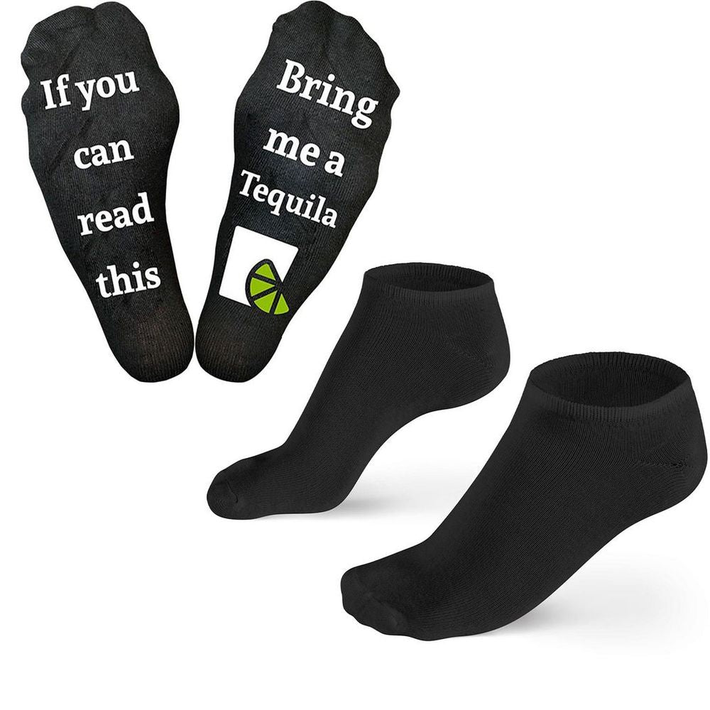 Gifting Slogan Socks If You Can Read This Bring me a Tequila, Black, Uk Size 4-7