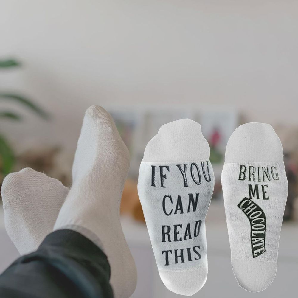 Gifting Slogan Socks If You Can Read This Bring Me Chocolate, White UK Size 4-7