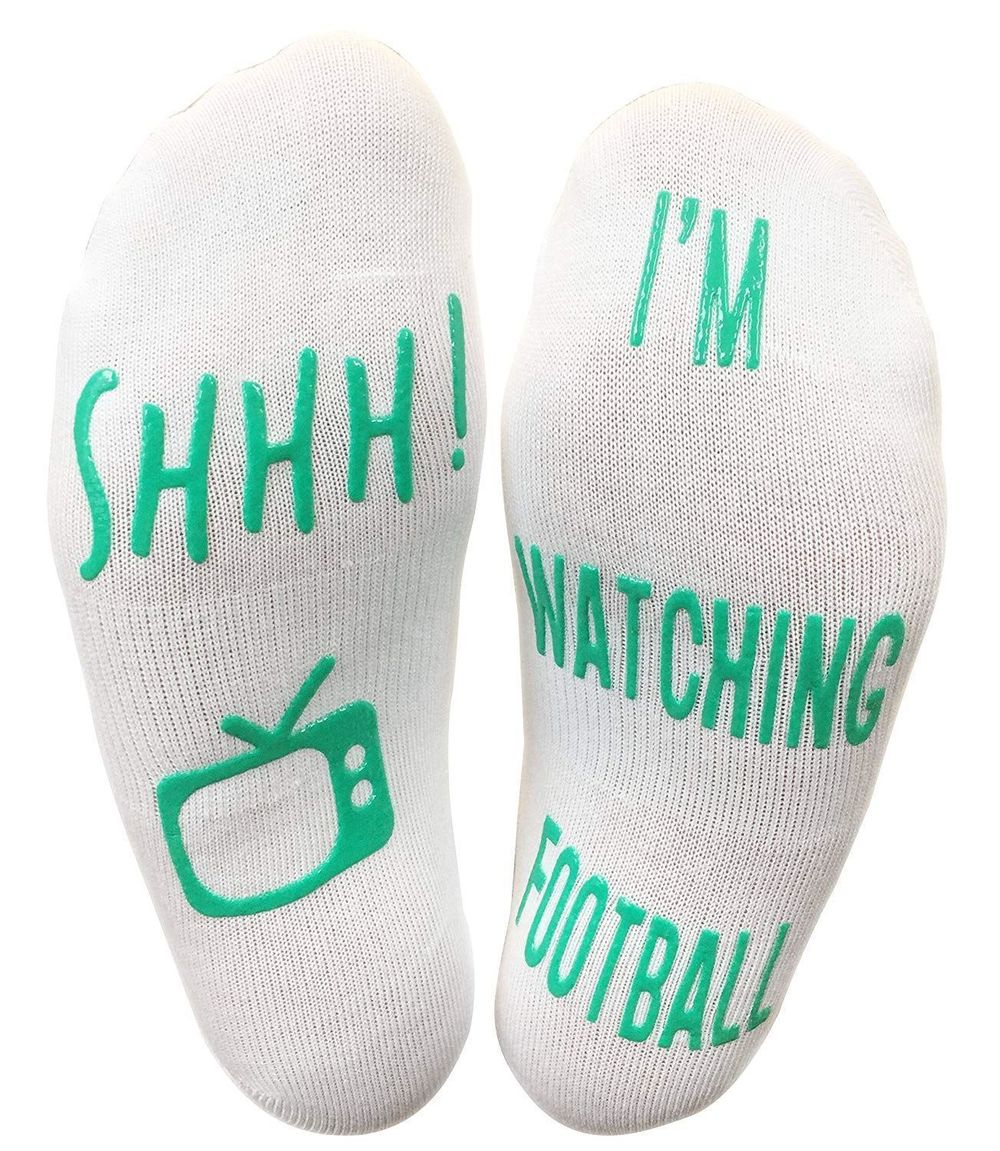 'Shhh I'm Watching Football' Funny Ankle Socks, Gift For Football Fans