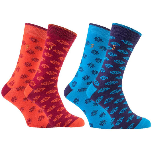 Farah Vintage - 2 Pairs Mens Retro Socks