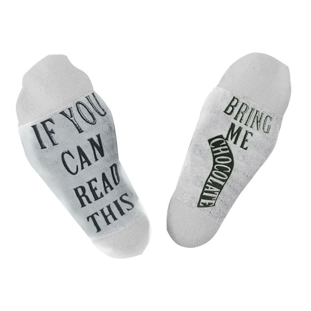 Gifting Slogan Socks If You Can Read This Bring Me Chocolate, White UK Size 4-7