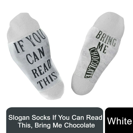 Gifting Slogan Socks If You Can Read This Bring Me Chocolate, White UK Size 4-7