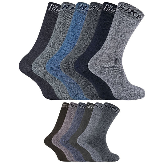 6 Pairs Mens Hike Socks 6-11 UK