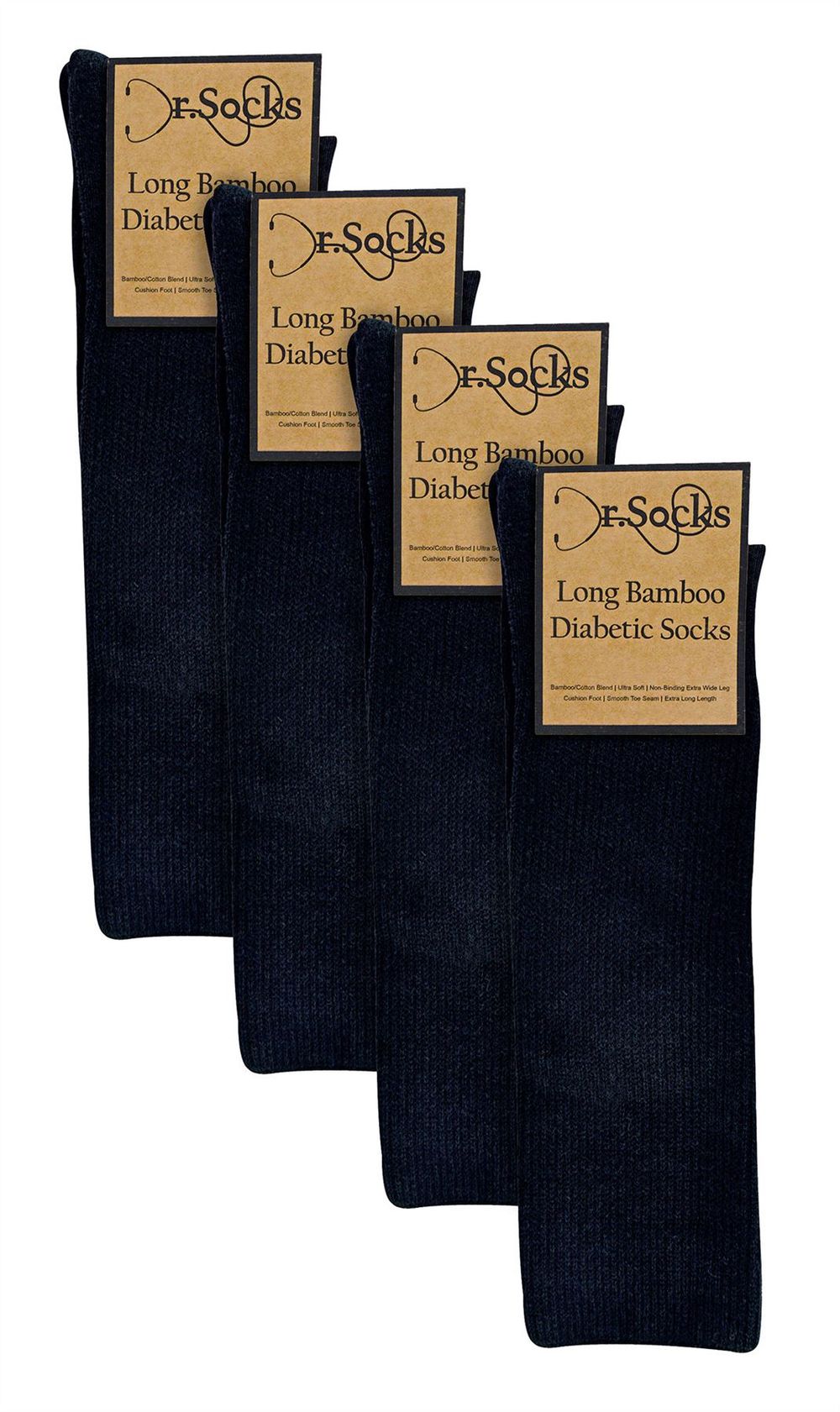 Dr.Socks Long Bamboo Diabetic Socks (4-7 / Black)