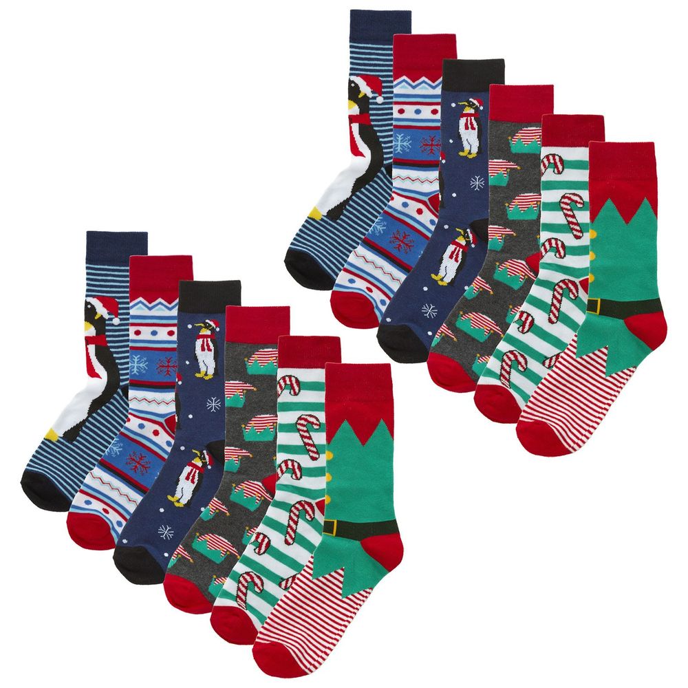 12 PAIRS - Mens Xmas Socks