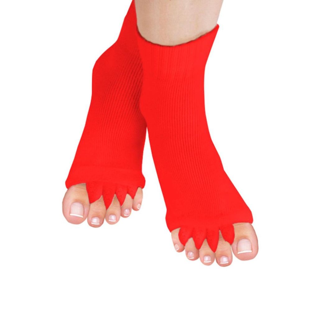 Flo Pair of Foot Alignment Socks Designed to Relieve Foot Pain, Red Colour