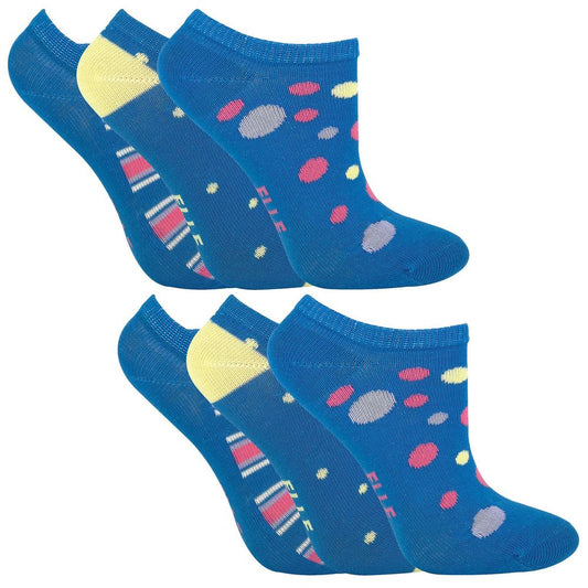 Elle - 6 Pairs Trainer Socks - Royal Blue