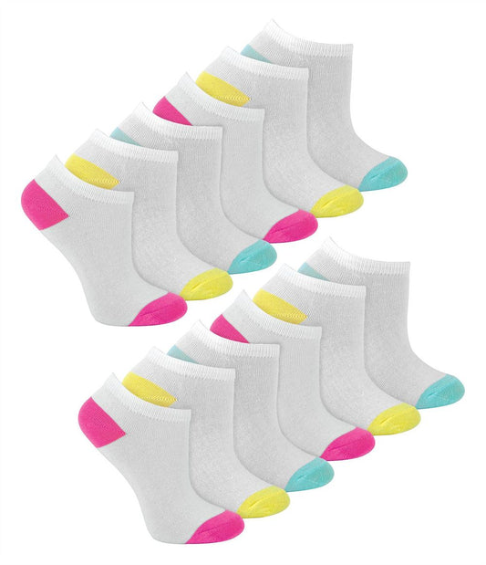 Girls 12 Pack White H&T Trainer Socks