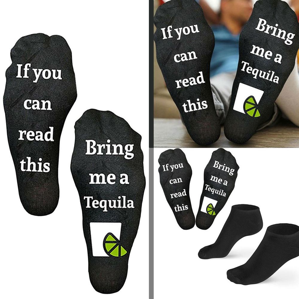 Gifting Slogan Socks If You Can Read This Bring me a Tequila, Black, Uk Size 4-7