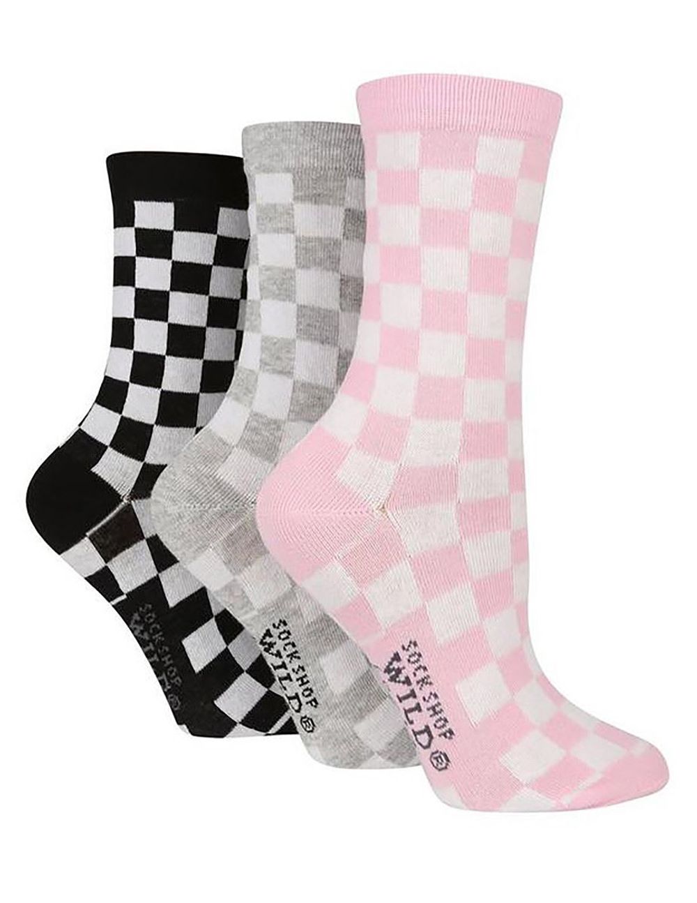 3PK - Wildfeet Novelty Jacquard Socks (4-8 / Checkered)