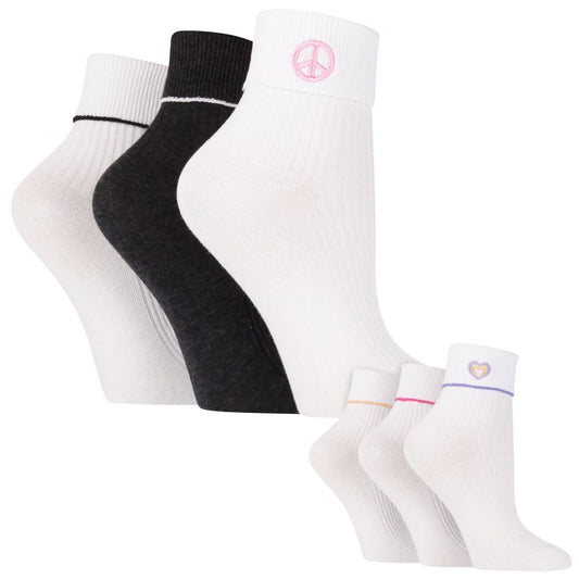 3PK - Wildfeet Embroidered Rib Lounge Socks