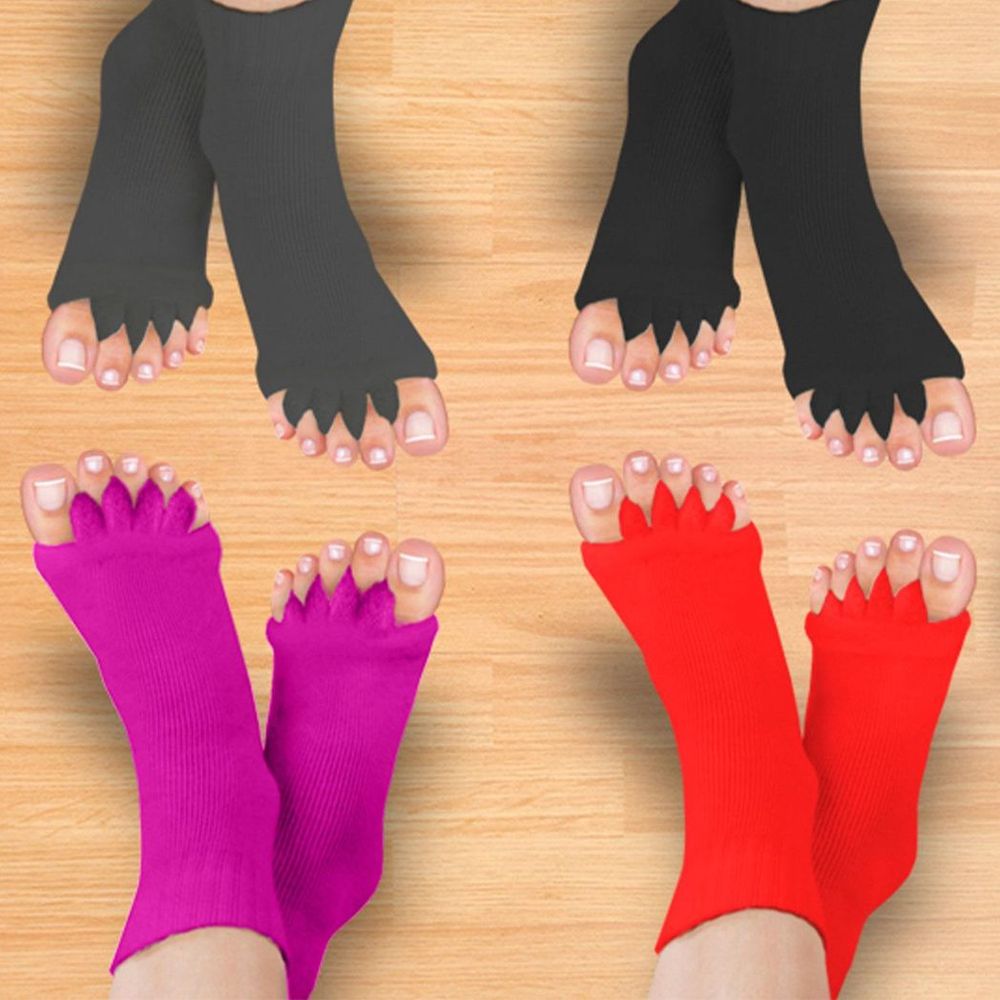 Flo Pair of Foot Alignment Socks Designed to Relieve Foot Pain, Red Colour