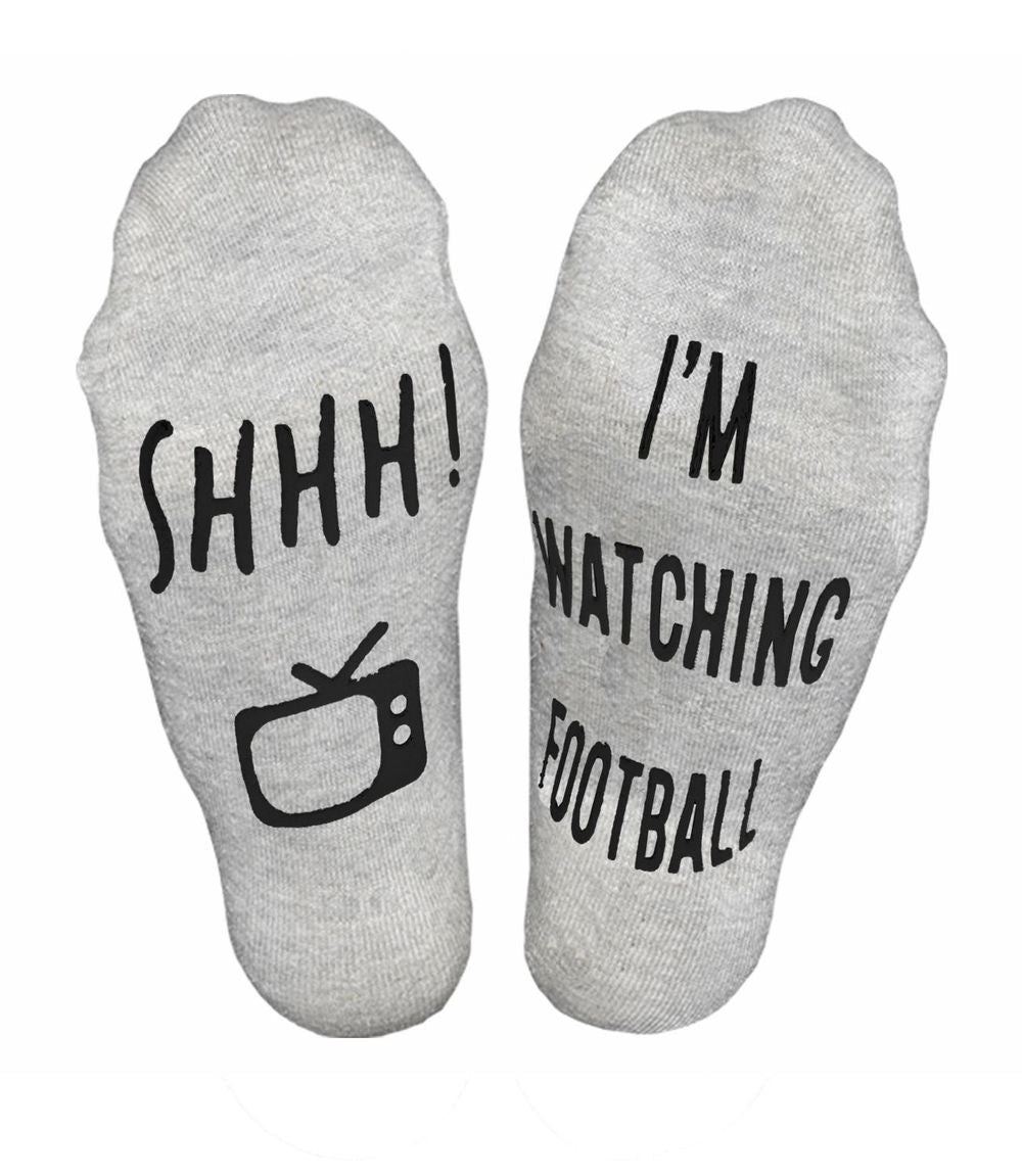 'Shhh I'm Watching Football' Funny Ankle Socks, Gift For Football Fans