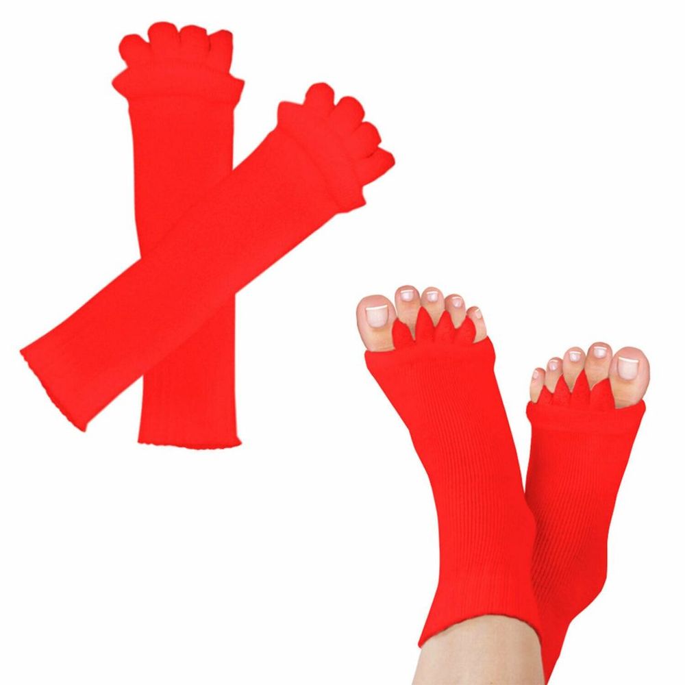 Flo Pair of Foot Alignment Socks Designed to Relieve Foot Pain, Red Colour