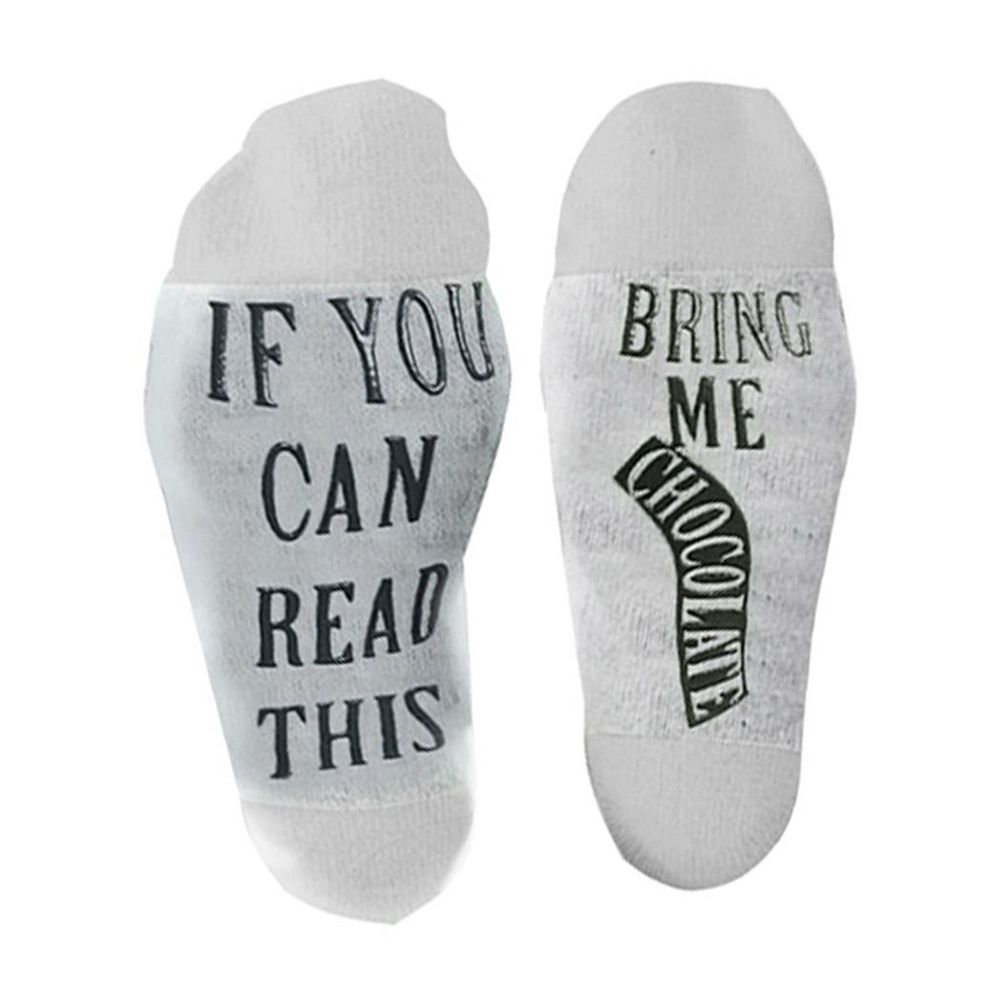 Gifting Slogan Socks If You Can Read This Bring Me Chocolate, White UK Size 4-7