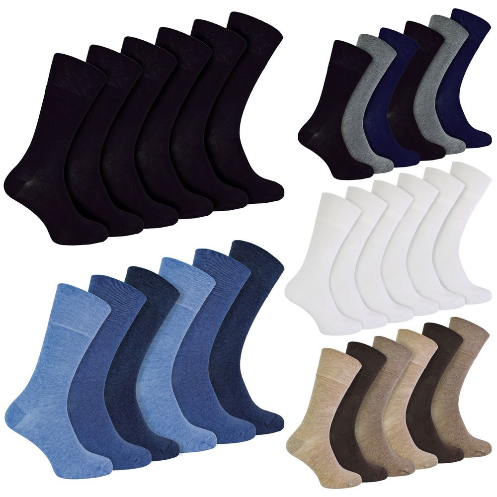 IOMI Footnurse - Mens 6 Pair Bamboo Non Elastic Socks