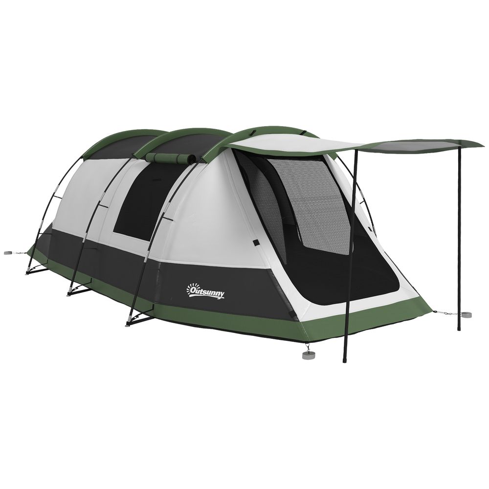 Outsunny Tunnel Tent with Bedroom, Living Room and Porch for 3-4 Man