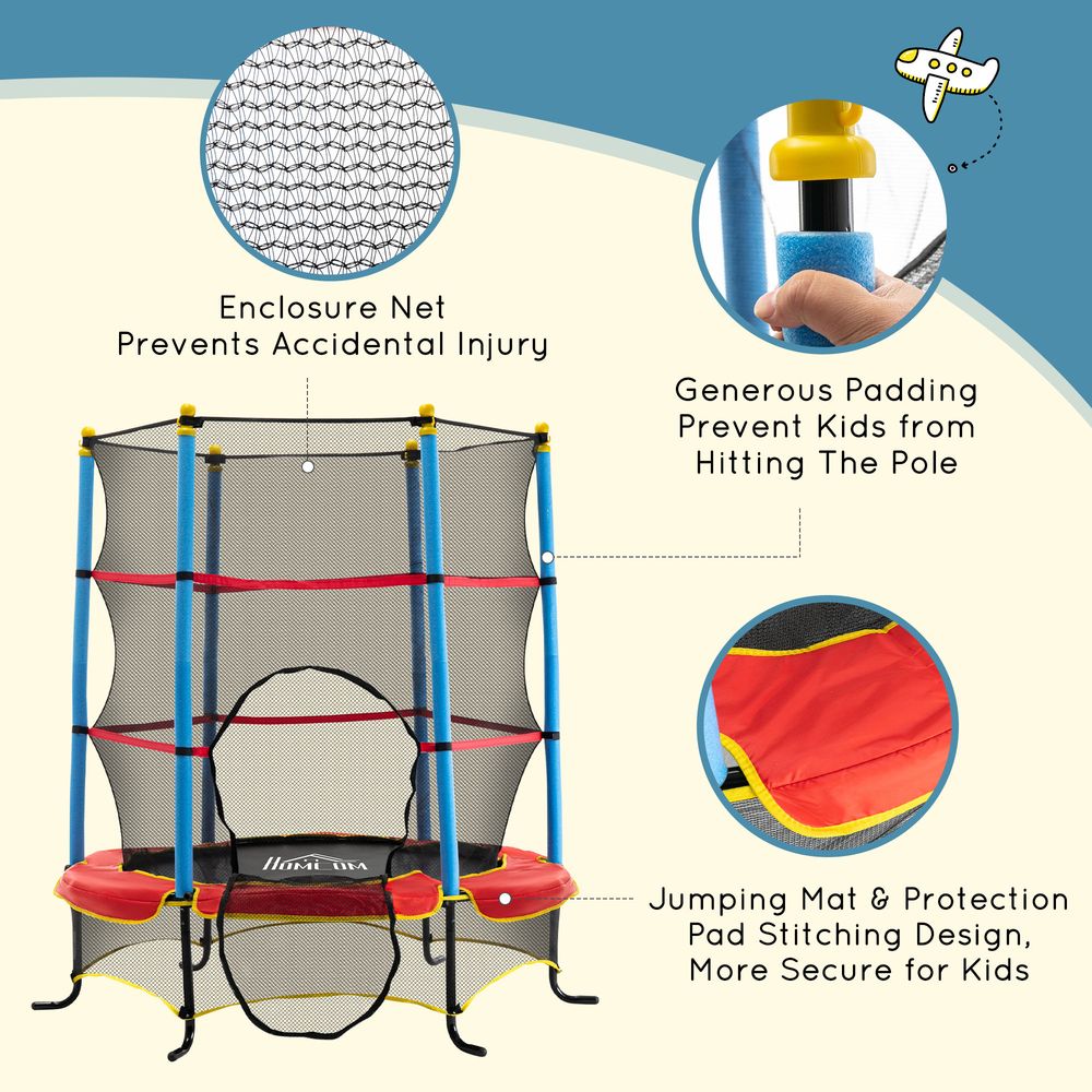 Trampoline for Kids w/Enclosure Net Built-in Zipper Safety Pad 3-6 Year