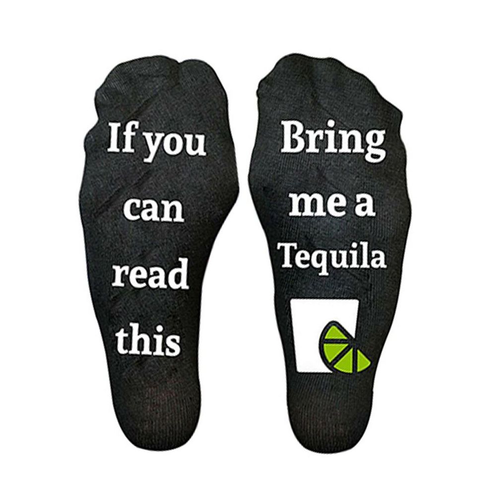 Gifting Slogan Socks If You Can Read This Bring me a Tequila, Black, Uk Size 4-7