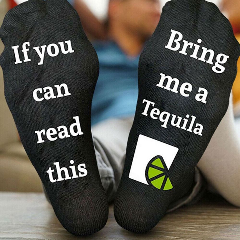 Gifting Slogan Socks If You Can Read This Bring me a Tequila, Black, Uk Size 4-7