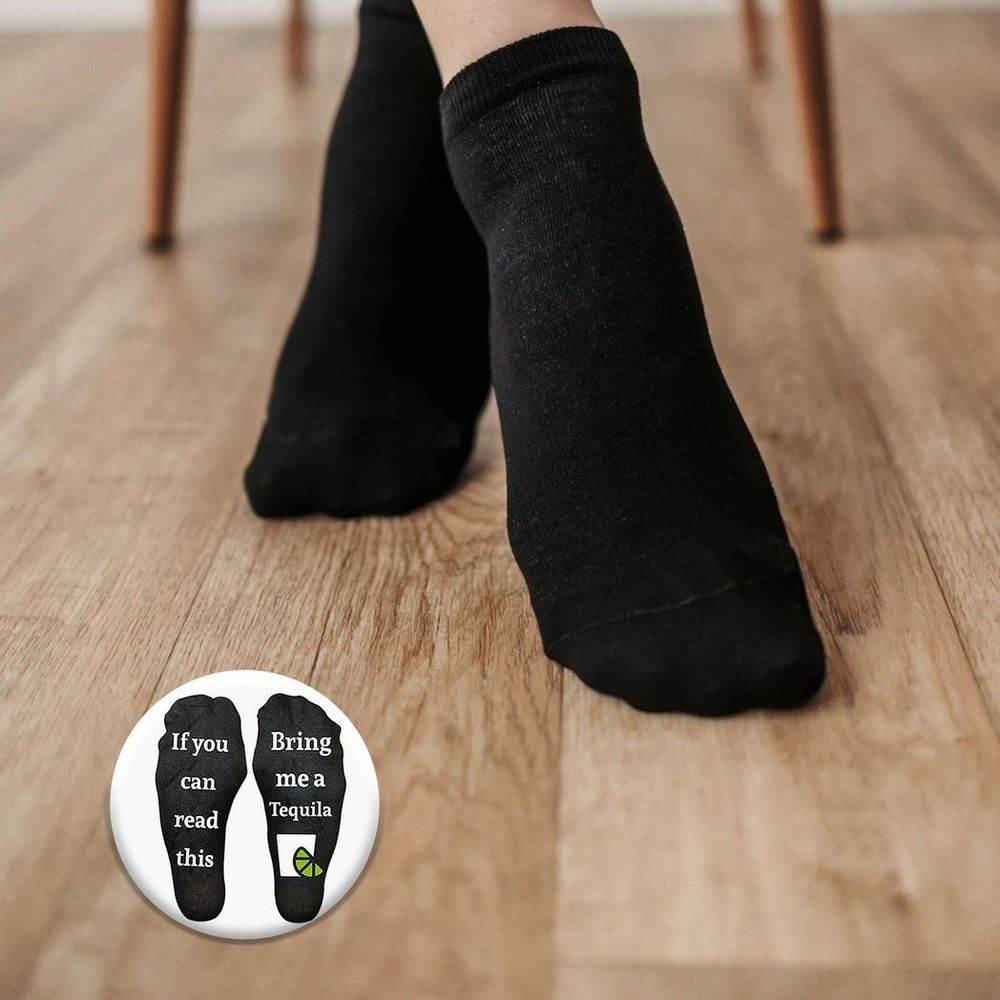 Gifting Slogan Socks If You Can Read This Bring me a Tequila, Black, Uk Size 4-7