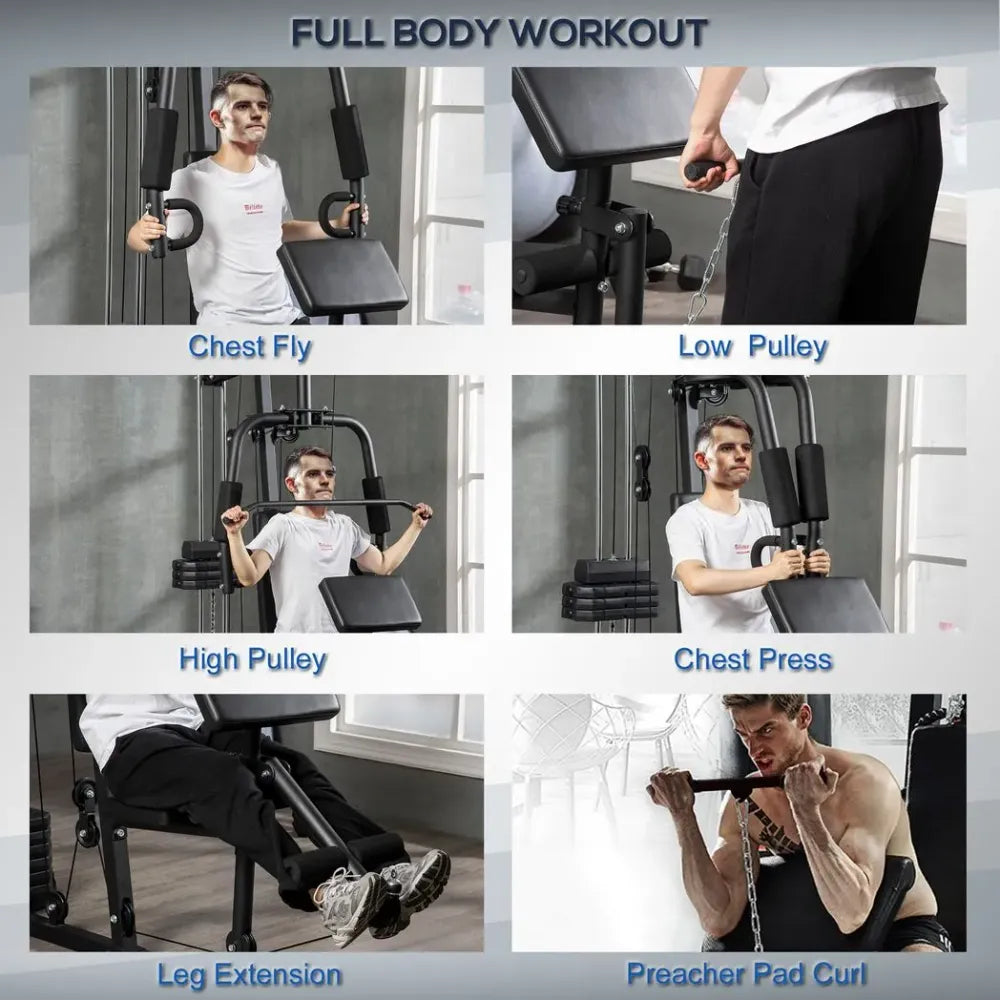 Multifunction Home Gym Machine with 45kg Weight Stack, for Full Body Workout