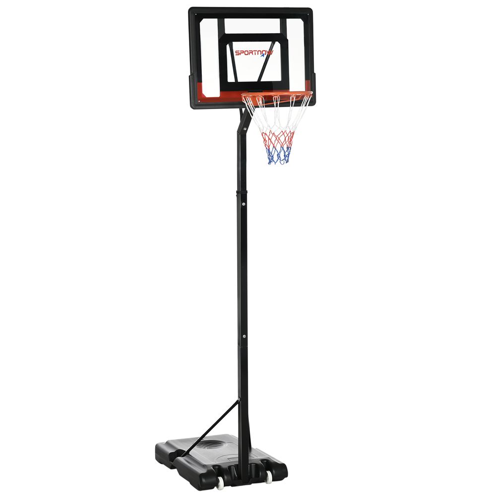 2.1-2.6m Basketball Hoop and Stand with Weighted Base, Portable on Wheels