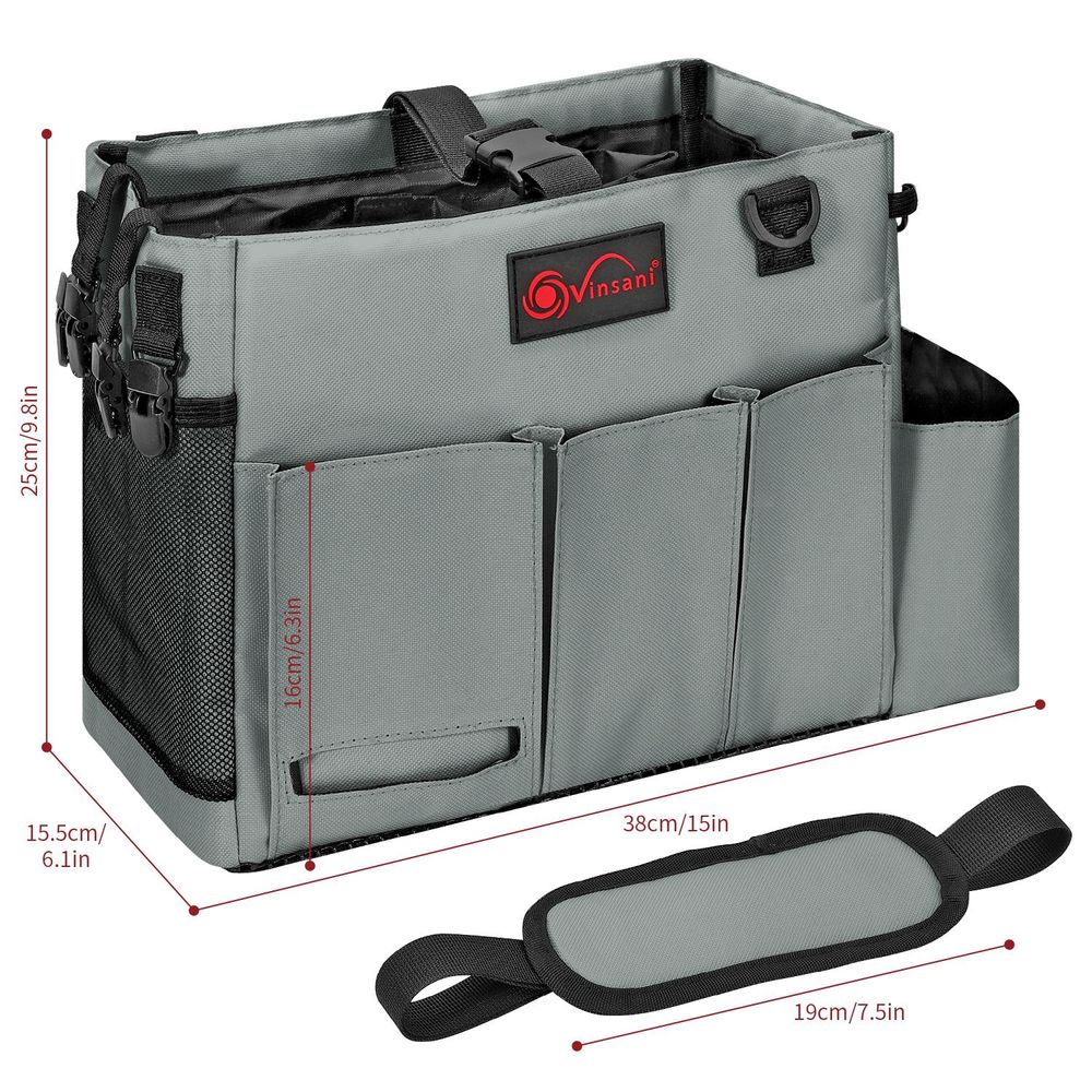 Cleaning Caddy Multifunctional Storage Organiser Bag Medium Dark Grey