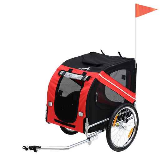 Pet Bicycle Trailer Dog Cat Bike Carrier Water Resistant W/ Hitch Coupler Red