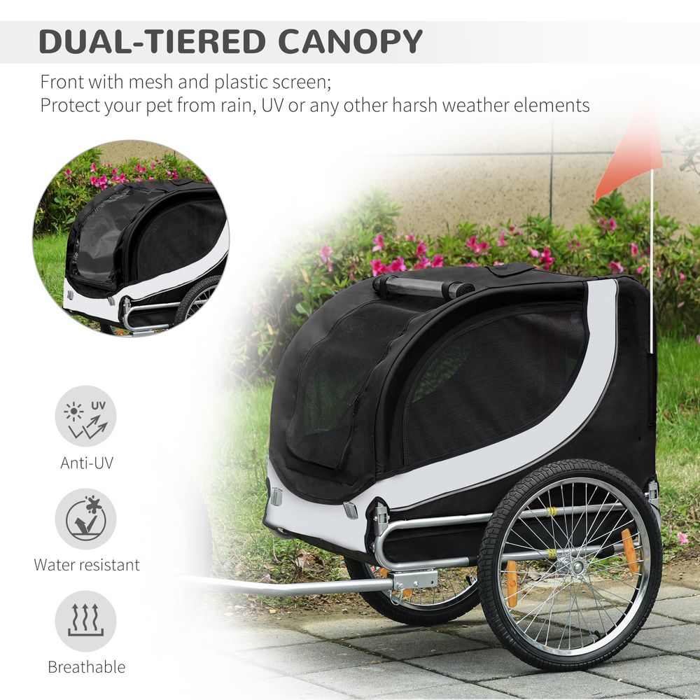 Pet Bicycle Trailer Dog Cat Bike Carrier Water Resistant Travel Steel Black