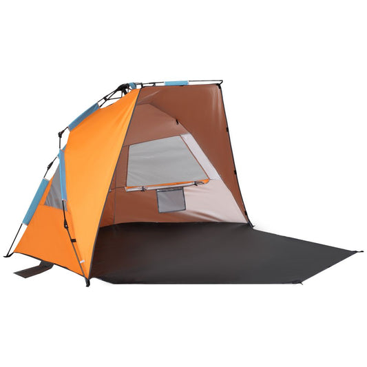 Pop Up Beach Tent Sun Shelter w/ Extended Porch, Sandbag & Carry Bag