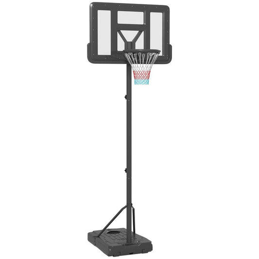 SPORTNOW Basketball Backboard Hoop Net Set with Wheels, 200-305cm, Black