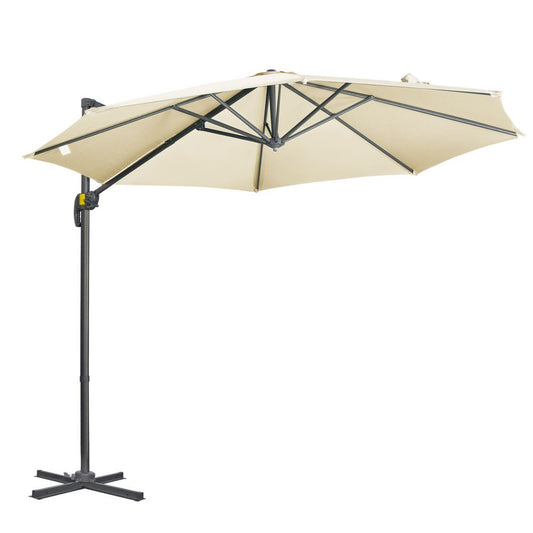 3 x 3(m) Cantilever Parasol Garden Umbrella with Cross Base White