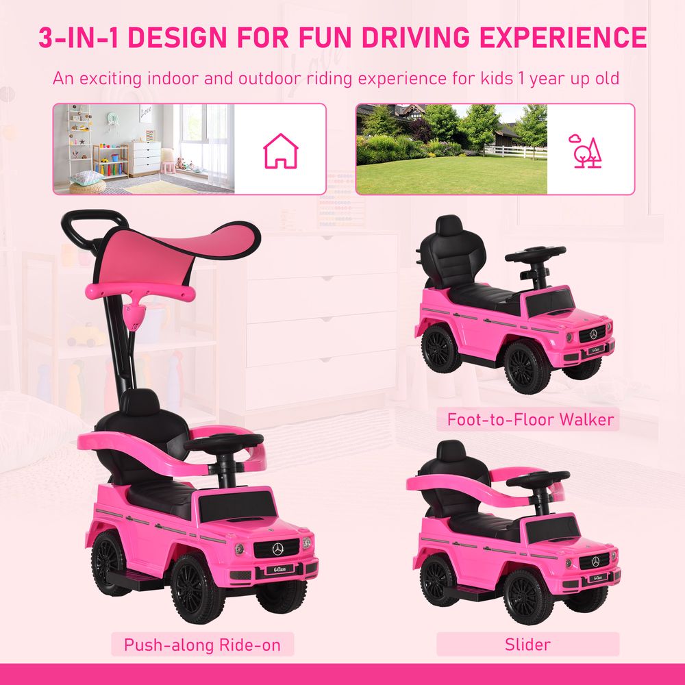 Benz G350 Ride-on Sliding Car Floor Slider Stroller Kids Vehicle, Pink HOMCOM