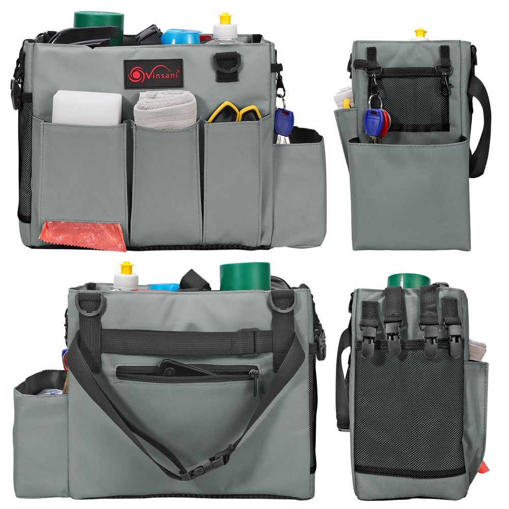 Cleaning Caddy Multifunctional Storage Organiser Bag Medium Dark Grey