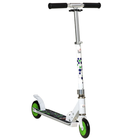 Kids Kick Scooter One Click Foldable Adjustable Height 3-8 Years White HOMCOM