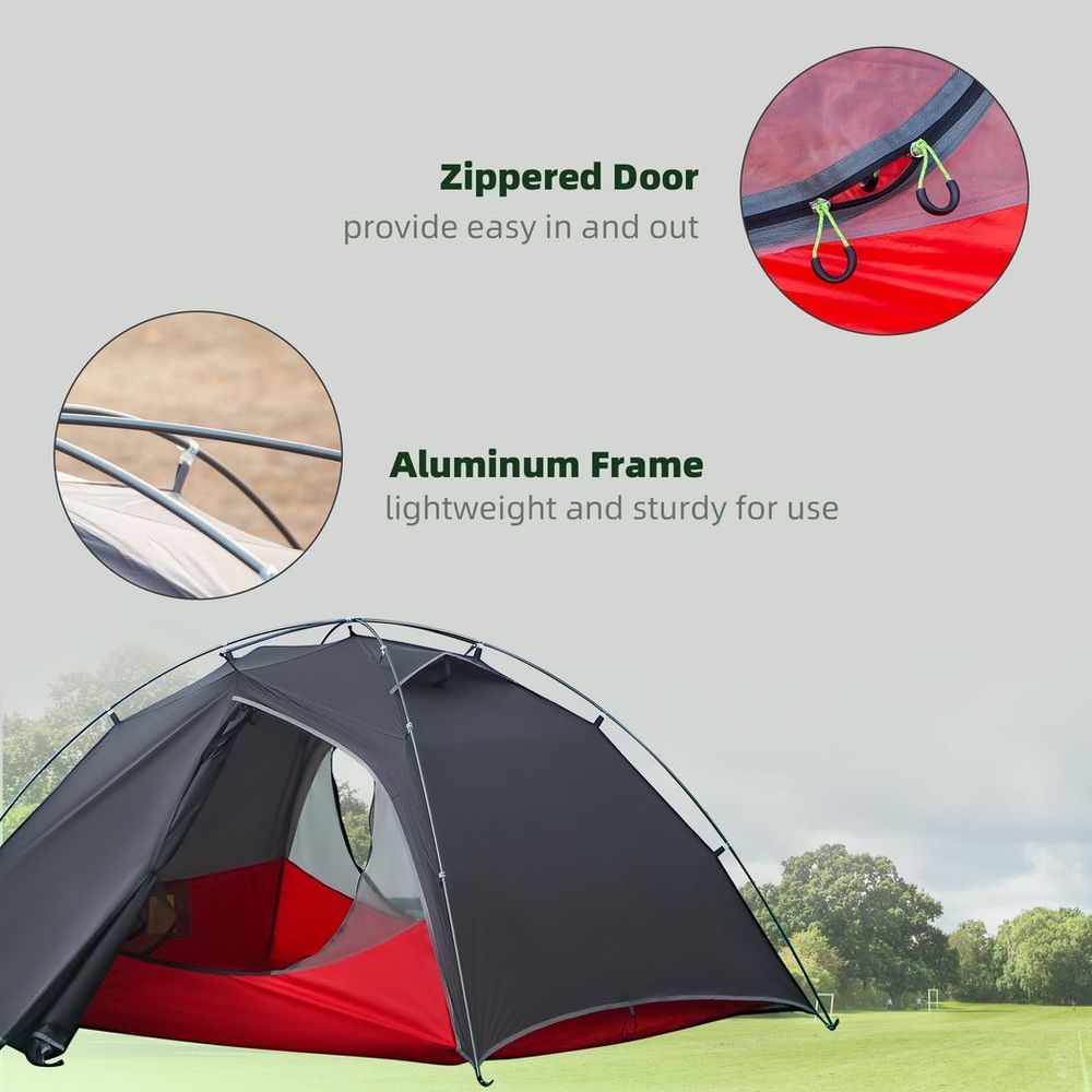 Camping Tent Compact 2 Man Dome Tent for Hiking Garden Dark Grey