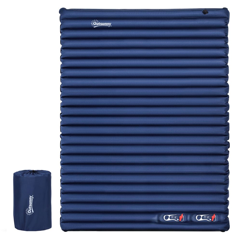 Inflatable Bed Double Mattress Camping Sleeping Outdoor Travel Blue Outsunny